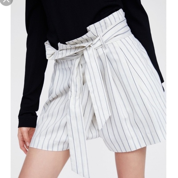 Zara Pants - NWOT Zara Paperbag Striped Shorts